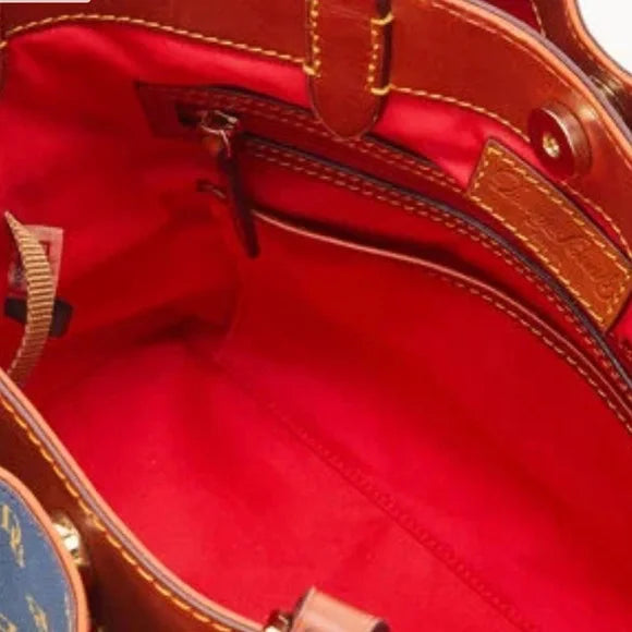 Dooney & Bourke Navy Gretta Bourke Water Repellent Coated Fabric Satchel. NWT