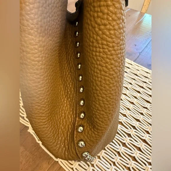 Rebecca Minkoff Studded Brown Pebbled Hobo Shoulder Bag. Excellent Condition.