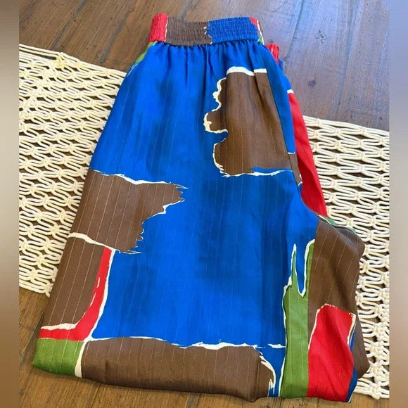 Tory Burch Painted Geo Jogger Style Pants. Colorful, Vibrant, NWT.