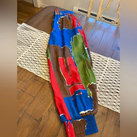 Tory Burch Painted Geo Jogger Style Pants. Colorful, Vibrant, NWT.