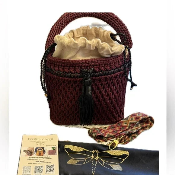 Jabuticaba Rosa Elza Style Handcrafted Bag. Made In Brazil. Unique. New Item.