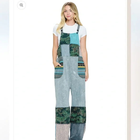 Yak & Yeti Vintage Washed Patchwork Overalls. Various Sizes.24667