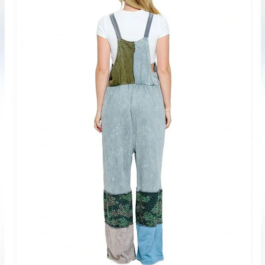 Yak & Yeti Vintage Washed Patchwork Overalls. Various Sizes. NWT.