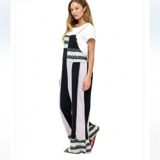 Yak & Yeti Boho Color-block Vintage Wash Overall. Various Sizes. NWT.