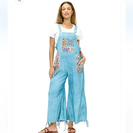 Yak & Yeti Boho Sky Floral Mandala Patchwork Overall. Various Sizes. NWT.