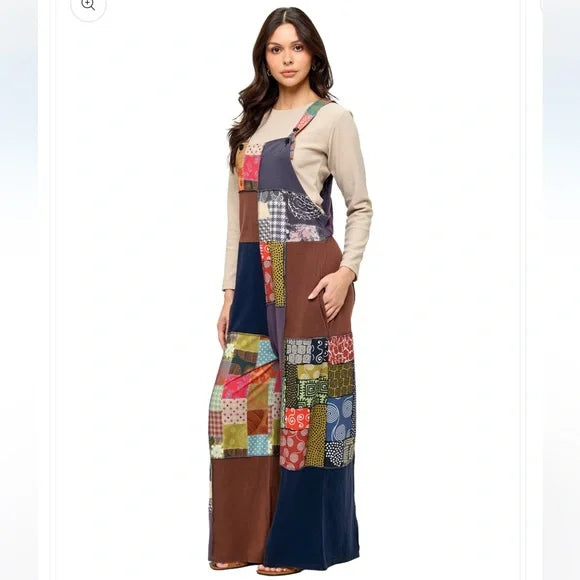 Yak & Yeti Multi Boho Floral Patchwork Print Overall. Various Sizes. NWT.