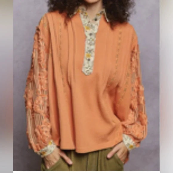 Pol Dried Carrot Relaxed Fix Thermal Top. Various Sizes. NWT.