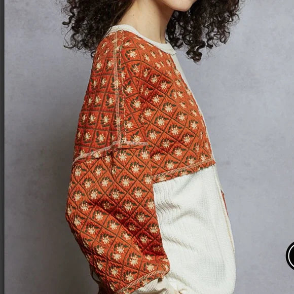 Pol Cream/Multi Block Thermal Top. Various Sizes. NWT.