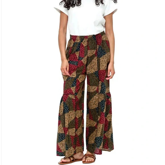 Yak & Yeti Palazzo Pants Boho Ruffled Floral Patchwork. Various Sizes. NWT.