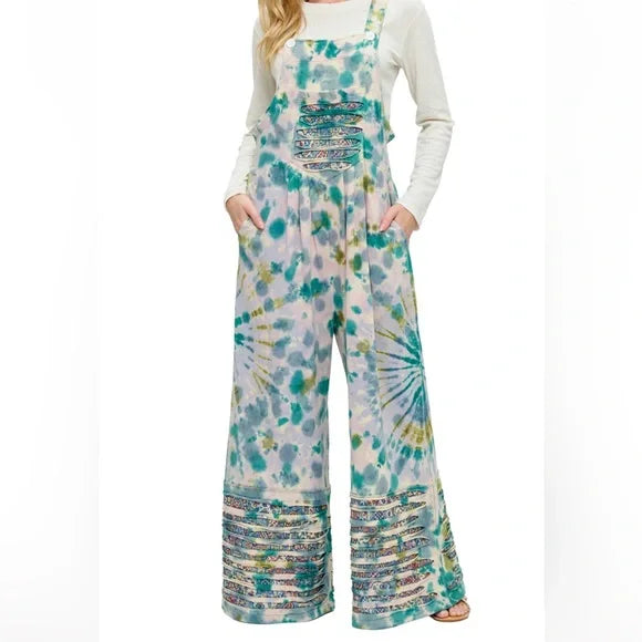 Yak & Yeti Tie Dye Overall Patchwork Boho Razer Cut. Various Sizes. NWT.