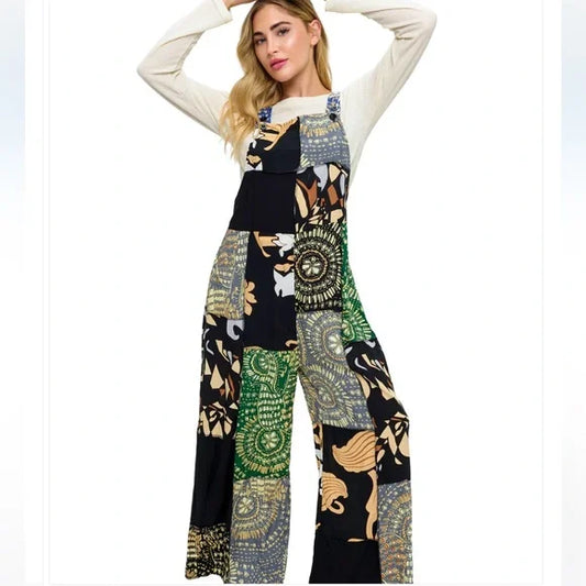 Yak & Yeti Overall Boho Floral Patchwork. Various Sizes Available. NWT.