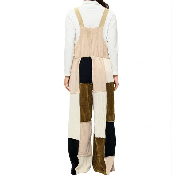 Yak & Yeti Natural Multi Overall Cozy Colorblock Knit Patchwork. Various Sizing.