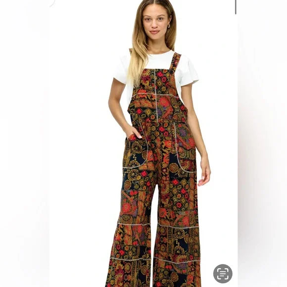 Yak & Yeti Overall Boho Floral Patchwork NWT. Various Sizes Available.