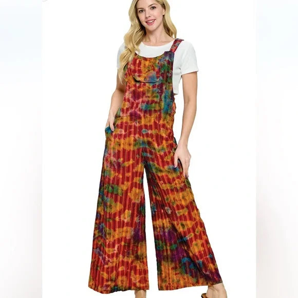 Yak & Yeti Overall Hippie Tie Dye. Red/Multi. NWT. Various Sizes Available.
