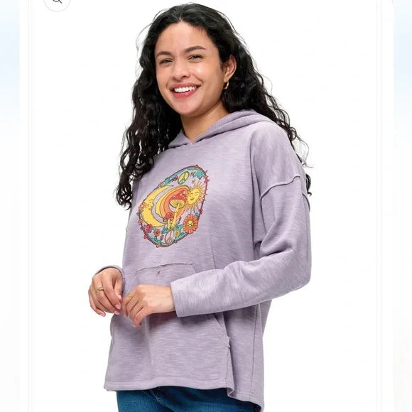 Yak & Yeti Hoodie Boho Whimsical Mushroom Sun Moon Print. NWT Various Sizes.