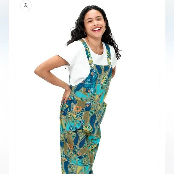 Yak & Yeti Overall Boho Vibrant Floral Patchwork NWT. Various Sizes.