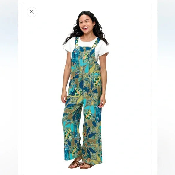 Yak & Yeti Overall Boho Vibrant Floral Patchwork NWT. Various Sizes.