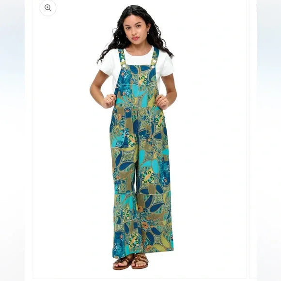 Yak & Yeti Overall Boho Vibrant Floral Patchwork NWT. Various Sizes.