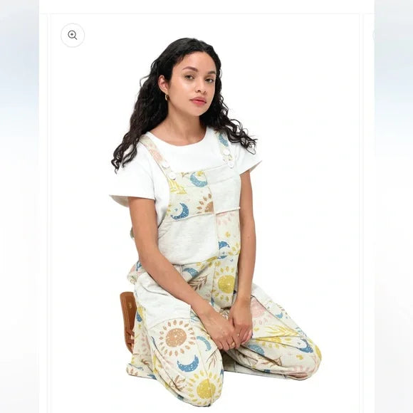 Yak & Yeti Overall Patchwork Celestial Sun Moon Print. NWT. Various Sizes.