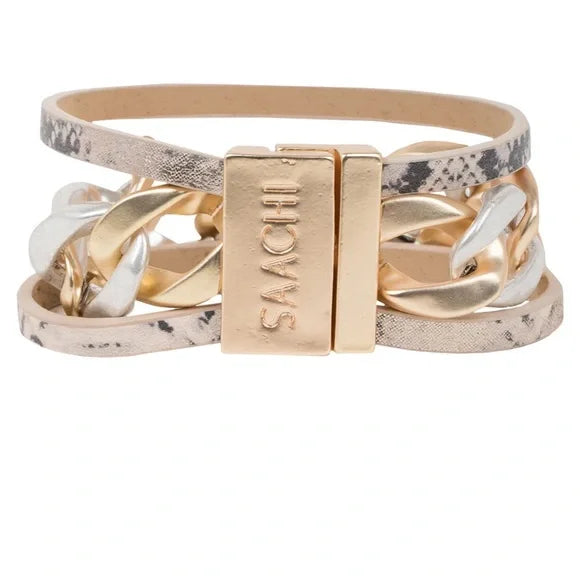 SAACHI Strongest Link Leather Bracelet.