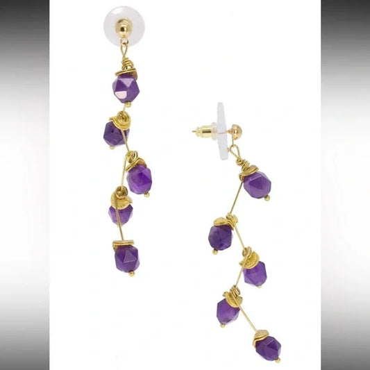 SAACHI Crystal Purple Branch Drop Earring.
