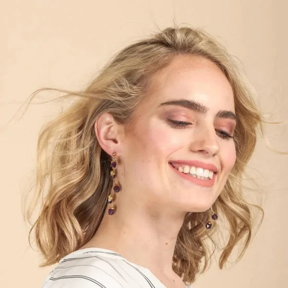 SAACHI Crystal Purple Branch Drop Earring.