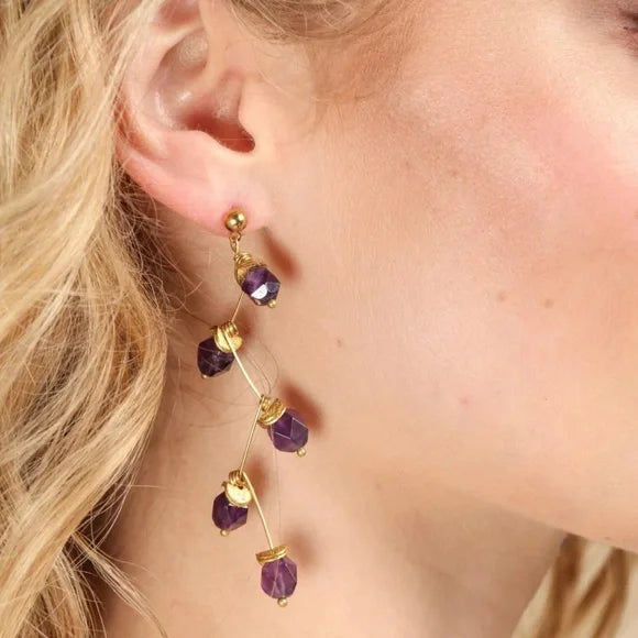 SAACHI Crystal Purple Branch Drop Earring.