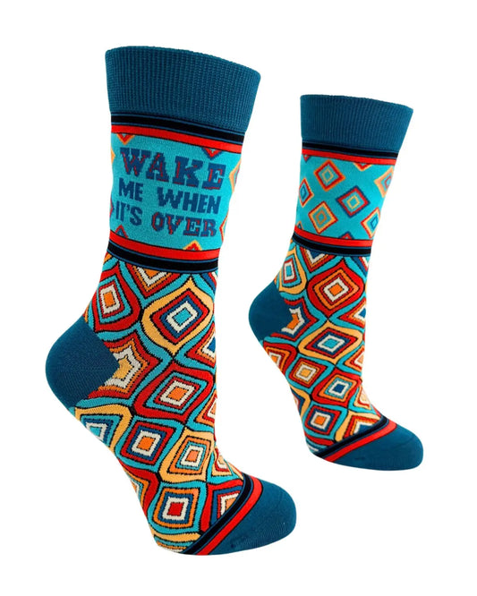 FD32 | Fabdaz Women's Novelty Crew Socks | Wake Me When It's Over  | Size 5-10