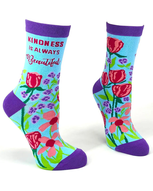 FD33 | Fabdaz Women's Novelty Crew Socks | Kindness is Beautiful  | Size 5-10